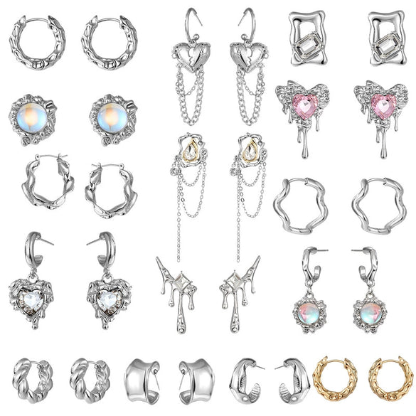 Alloy Zircon Geometric Star Tassel Women's Earrings Light Luxury Niche Ins Sweet Cool Highend