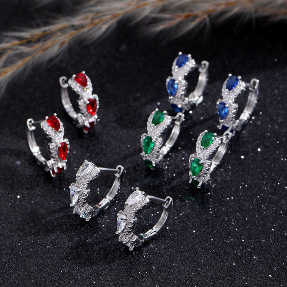 Alloy Zircon Heart Shape Ear Ring With Diamond Styling For Women