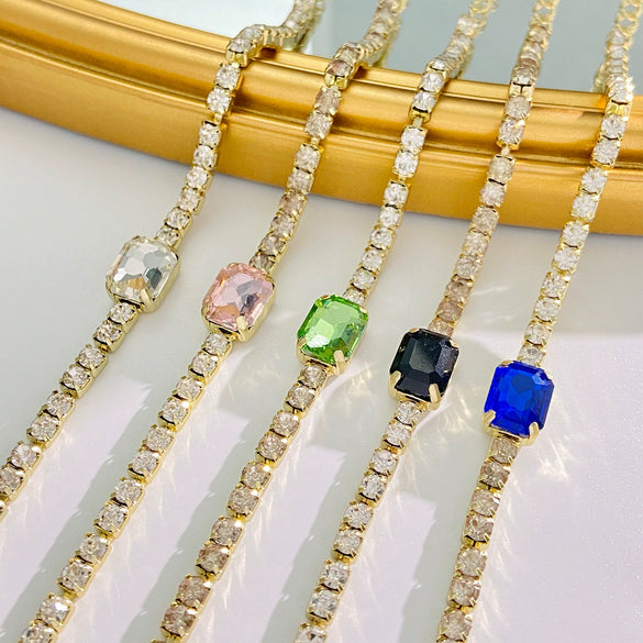 Alloy Zircon Inlaid Geometric Square Bracelet