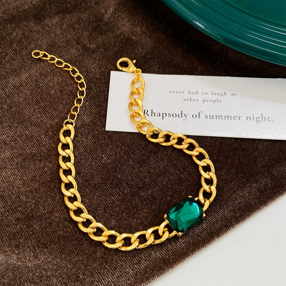 Alloy Zircon Inlaid Geometric Square Bracelet