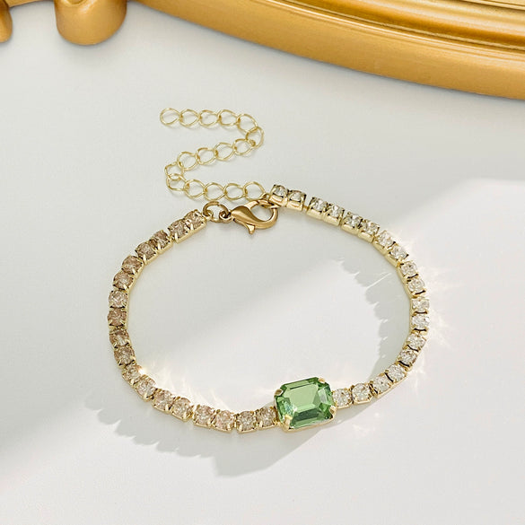 Alloy Zircon Inlaid Geometric Square Bracelet