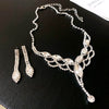Alloy Zircon Inlaid Water Drop Earrings And Necklace Twopiece Women's Light Luxury Highend Jewelry