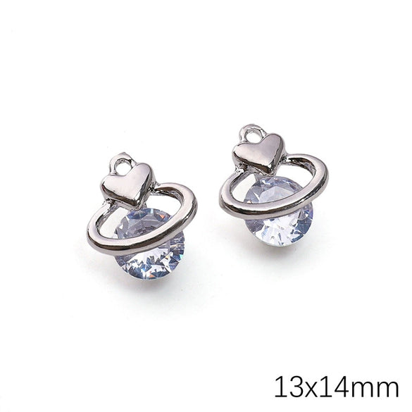 Alloy Zircon Jewelry Accessories With Square Pattern Love Key Butterfly Pendant For Diy Handmade Bracelet And Earrings