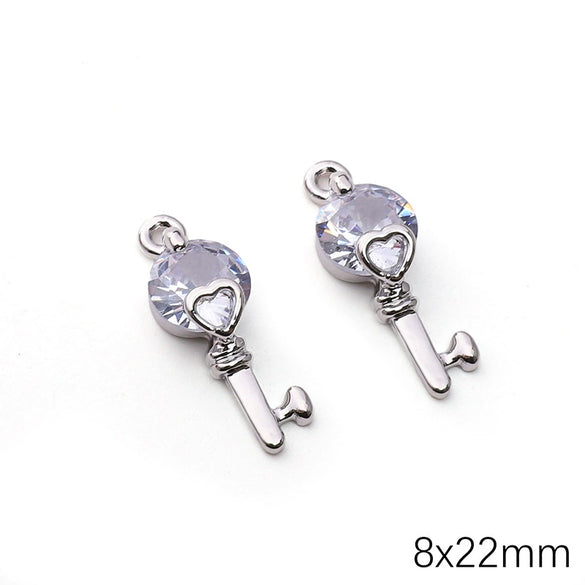 Alloy Zircon Jewelry Accessories With Square Pattern Love Key Butterfly Pendant For Diy Handmade Bracelet And Earrings
