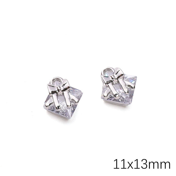 Alloy Zircon Jewelry Accessories With Square Pattern Love Key Butterfly Pendant For Diy Handmade Bracelet And Earrings