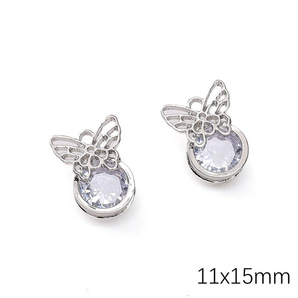 Alloy Zircon Jewelry Accessories With Square Pattern Love Key Butterfly Pendant For Diy Handmade Bracelet And Earrings