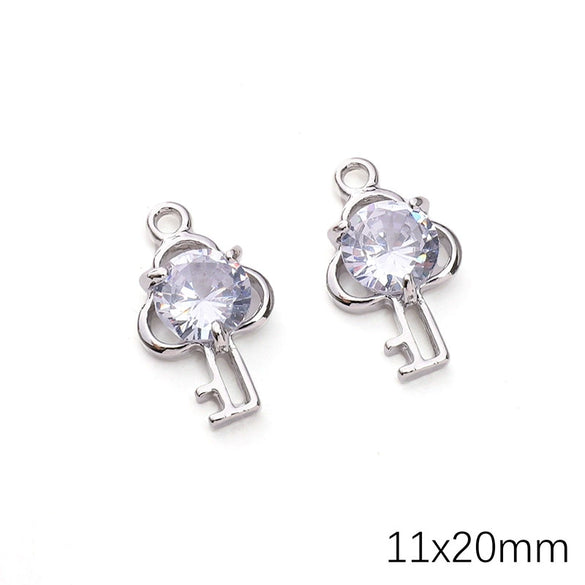 Alloy Zircon Jewelry Accessories With Square Pattern Love Key Butterfly Pendant For Diy Handmade Bracelet And Earrings