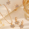 Alloy Zircon Maple Leaf Pendant Set Electroplated Women's Jewelry Necklace Earrings
