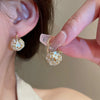 Alloy Zircon Pearl Geometric Earrings For Women Highend Minimalist Retro Style