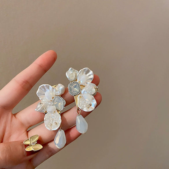 Alloy Zircon Pearl Geometric Earrings For Women Highend Minimalist Retro Style