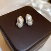 Alloy Zircon Pearl Geometric Earrings For Women Highend Minimalist Retro Style