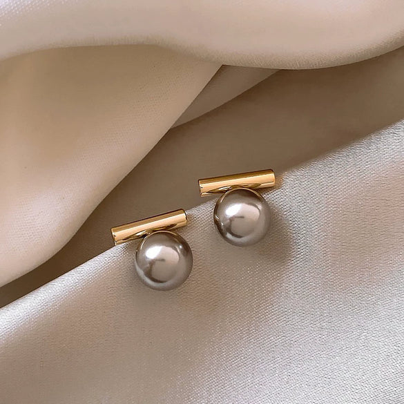Alloy Zircon Pearl Geometric Earrings For Women Highend Minimalist Retro Style