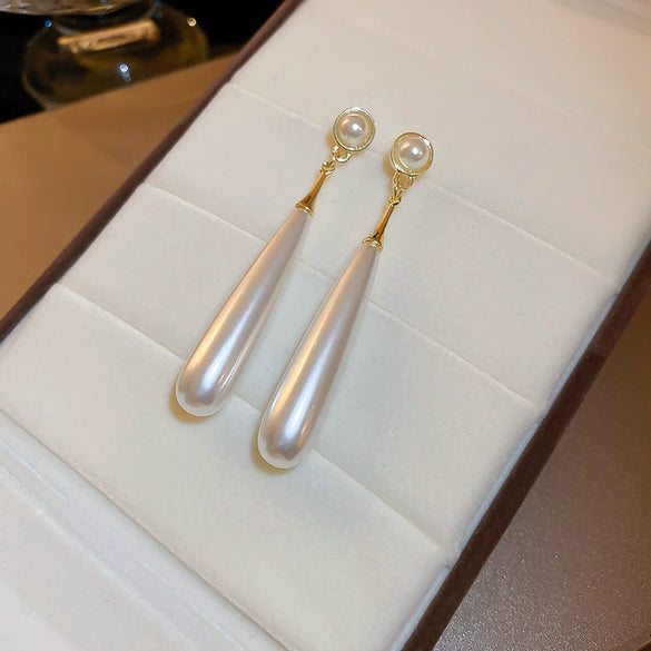 Alloy Zircon Pearl Geometric Earrings For Women Highend Minimalist Retro Style