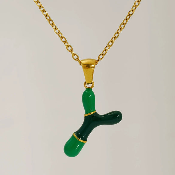 Alphabet 316L Stainless Steel Oil Drop Pendant Necklace Accessories For Women