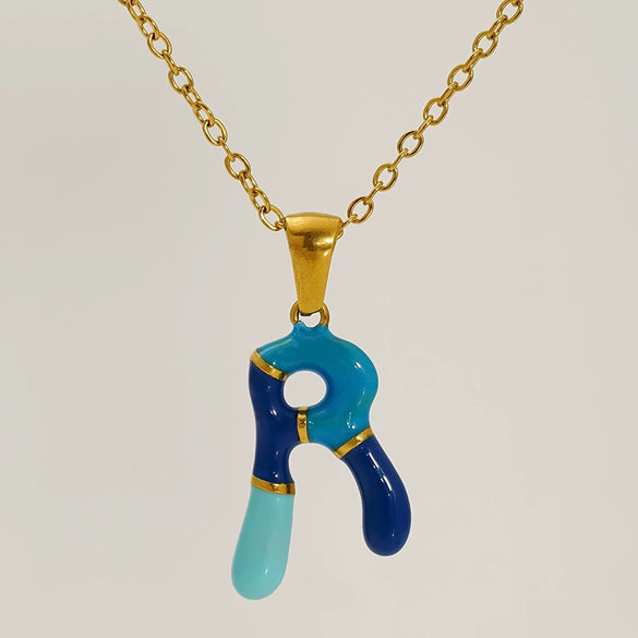Alphabet 316L Stainless Steel Oil Drop Pendant Necklace Accessories For Women