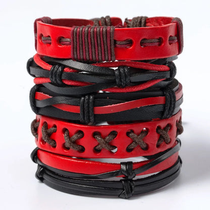 Ethnic Style Leaf Pu Leather Alloy Braid Unisex Bracelets