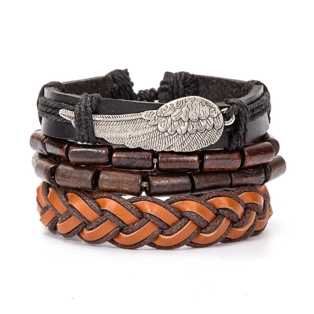 Ethnic Style Leaf Pu Leather Alloy Braid Unisex Bracelets