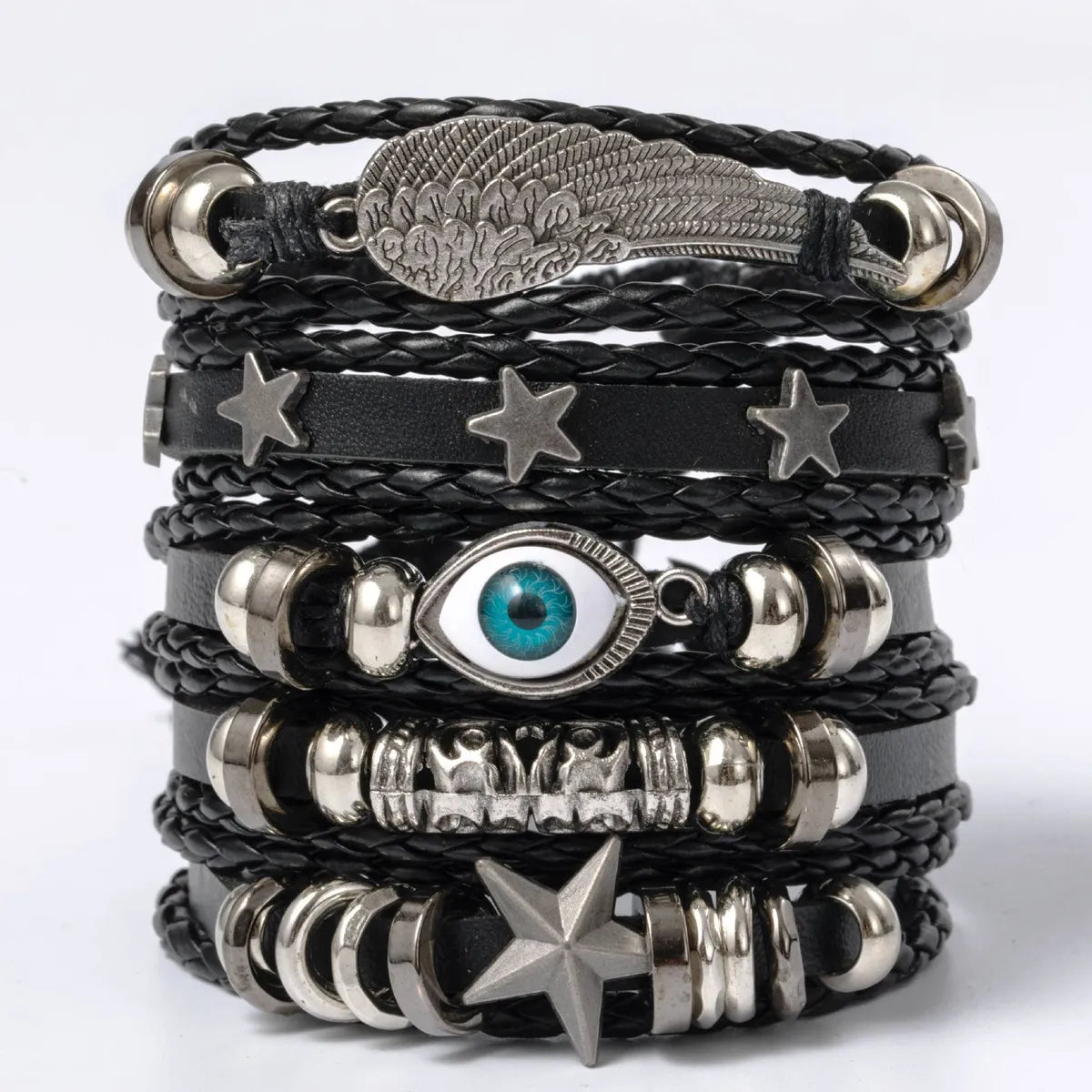 Ethnic Style Leaf Pu Leather Alloy Braid Unisex Bracelets