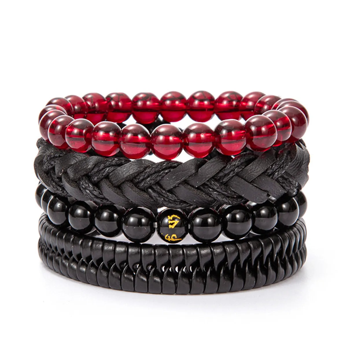 Ethnic Style Leaf Pu Leather Alloy Braid Unisex Bracelets