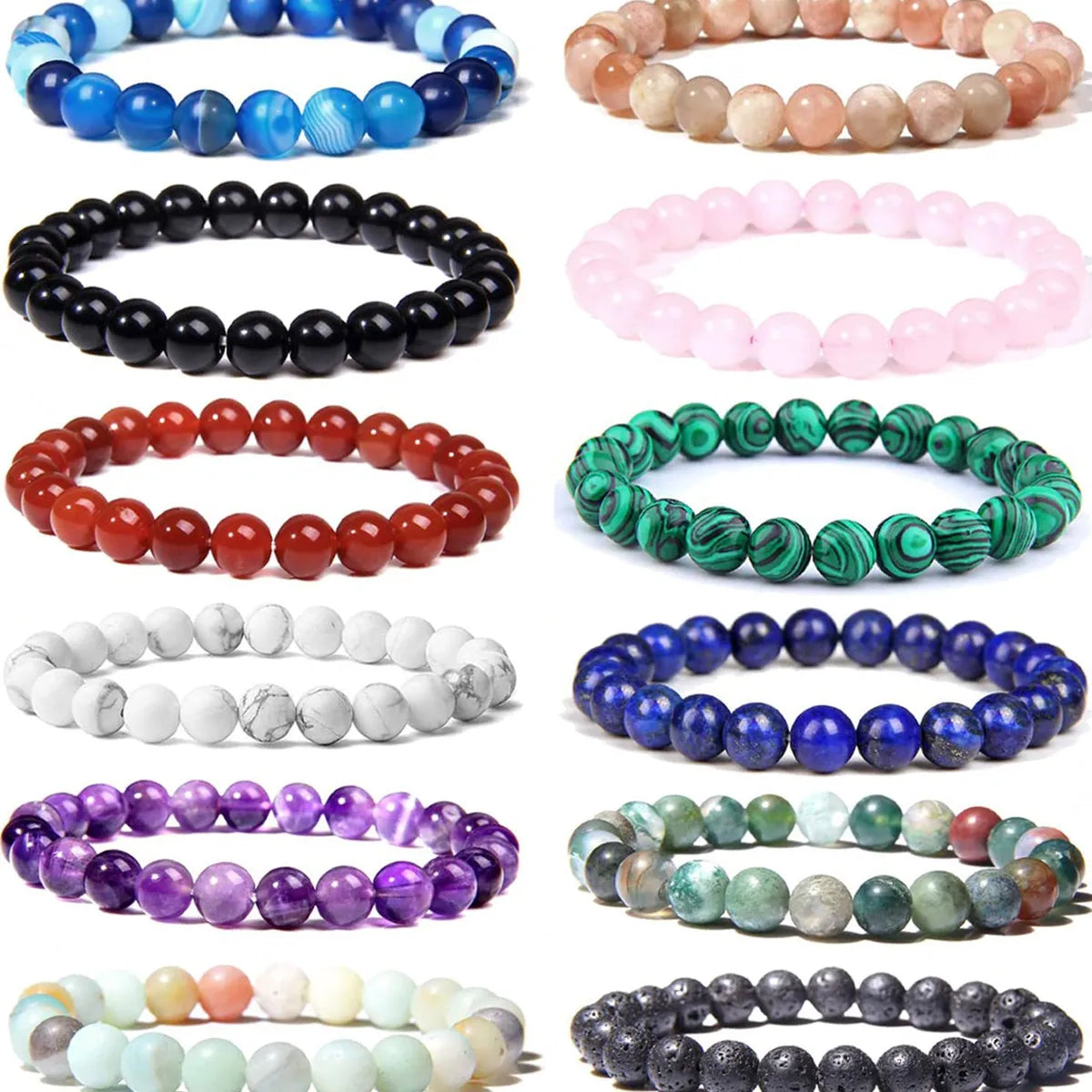 Explosions 8mm Natural Gem Bracelet For Men And Women Outdoor Yoga Elastic Bracelet Beads Agate Bracelet