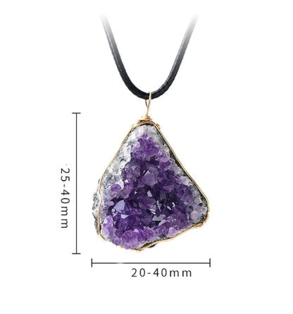 Amethyst Cluster Geometric Pendant Necklace