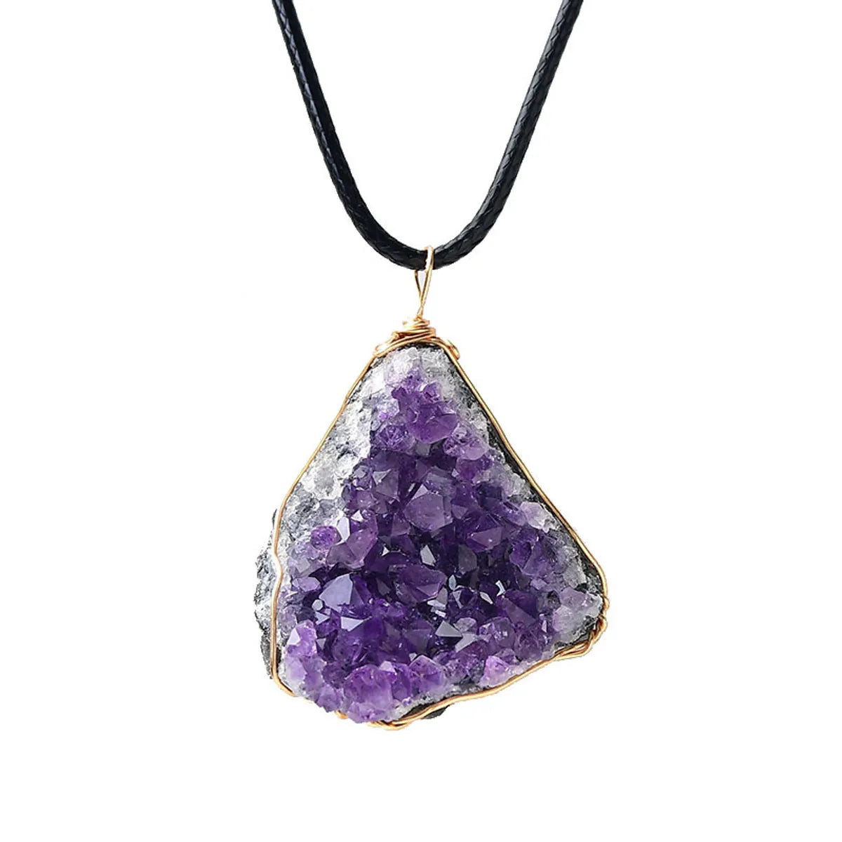 Amethyst Cluster Geometric Pendant Necklace