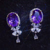 Amethyst Earrings Copper Flowers Style