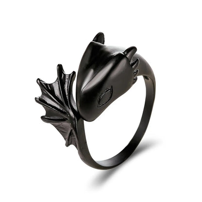 Angel Devil Ring Gothic Pterosaur Open Ring Couple Pair Ring Black Tail Ring Dark Wholesale Nihaojewelry