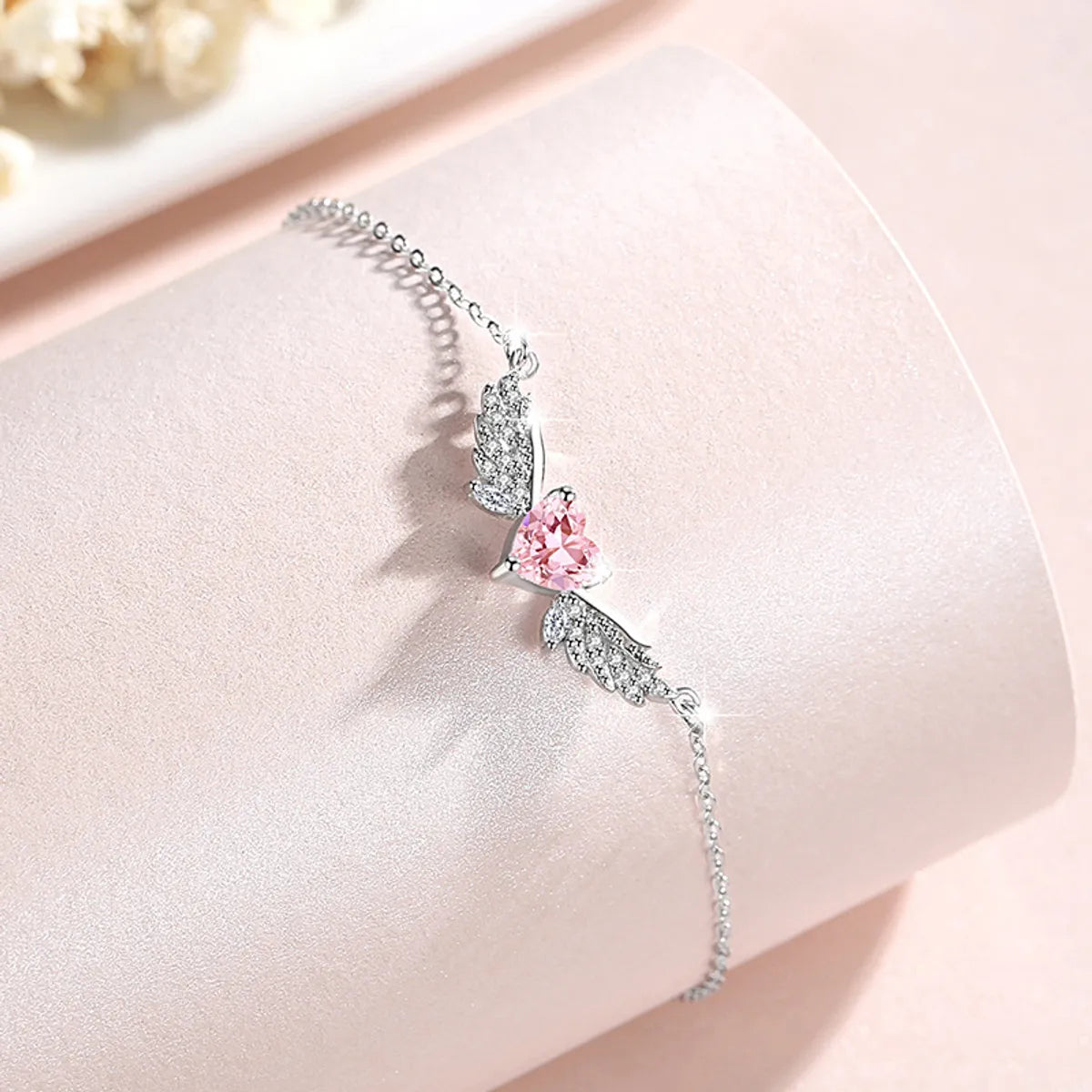 Simple Style Heart Shape Sterling Silver Zircon Bracelets In Bulk