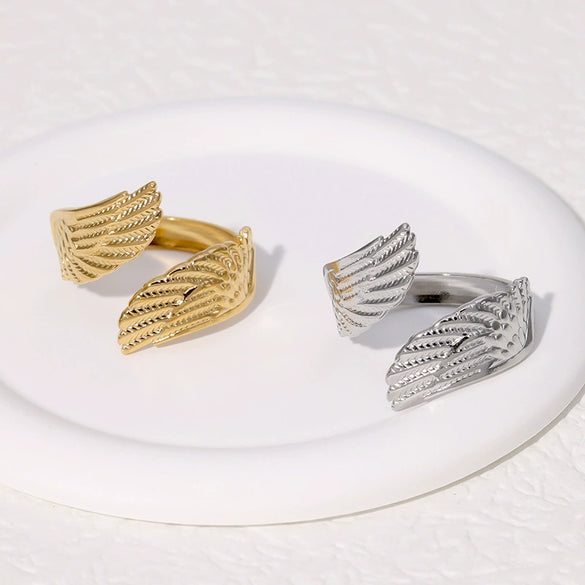 Angel Wings Titanium Steel Ring For Women With Electroplating Treatment Non Fading