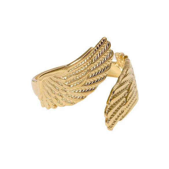 Angel Wings Titanium Steel Ring For Women With Electroplating Treatment Non Fading