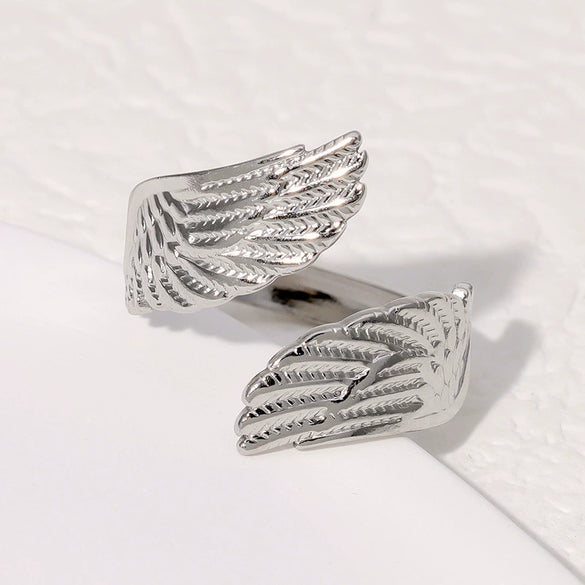 Angel Wings Titanium Steel Ring For Women With Electroplating Treatment Non Fading