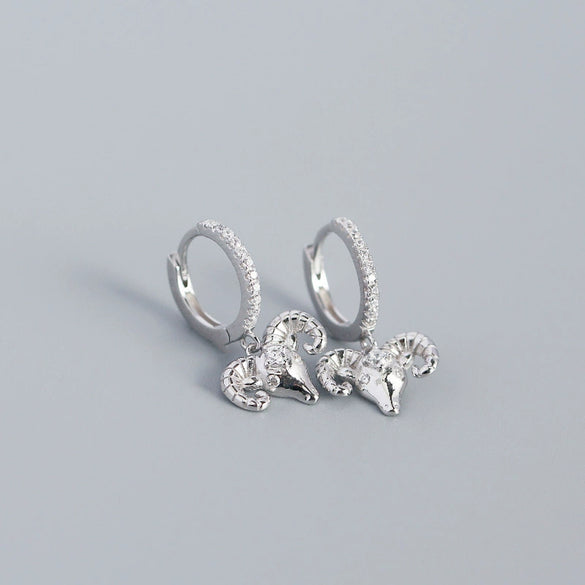 Animal Ear Buckle Sheep Head Diamond S925 Sterling Silver Electroplated Earrings