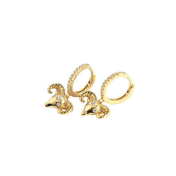 Animal Ear Buckle Sheep Head Diamond S925 Sterling Silver Electroplated Earrings