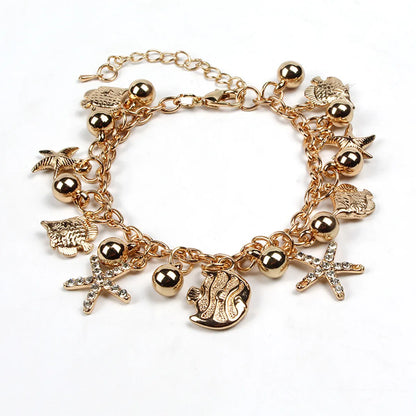 Animal Insect Fashion Golden Heart O-shaped Crystal Diy Retro Alloy Bracelet