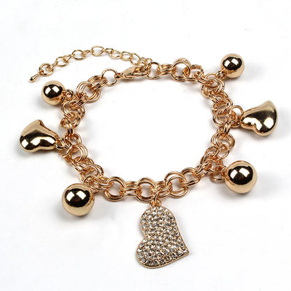 Animal Insect Fashion Golden Heart O-shaped Crystal Diy Retro Alloy Bracelet