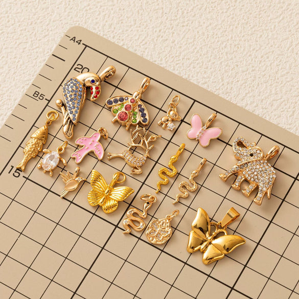 Animal Pendant Necklace Copper Glass Zircon Electroplating