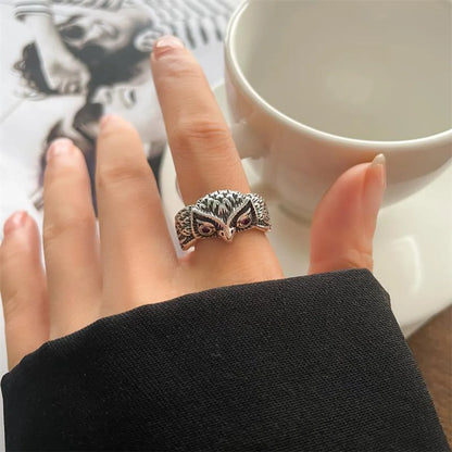 Animal Retro 925 Sterling Silver Ring Female Snake Cat Elephant Special-Interest Design Niello Jewelry Open-End Personality Ring No