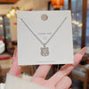 Animal Style Titanium Steel Mixed Gemstone Setting Zirconia Beating Heart Pendant Necklace