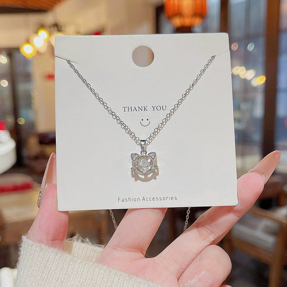 Animal Style Titanium Steel Mixed Gemstone Setting Zirconia Beating Heart Pendant Necklace