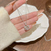 Animal Style Titanium Steel Mixed Gemstone Setting Zirconia Beating Heart Pendant Necklace