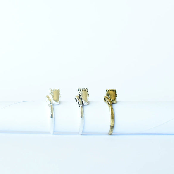 Animal Zodiac Alloy Ring With Cartoon Characters Oil Treated Unisex Jewelry