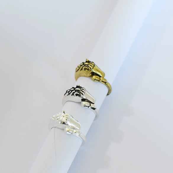 Animal Zodiac Alloy Ring With Cartoon Characters Oil Treated Unisex Jewelry