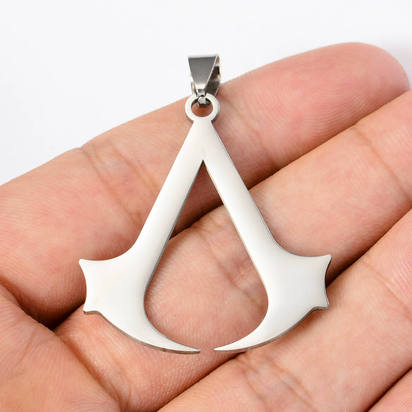 Anime Assassin's Creed Stainless Steel Sickle Military Pendant With Sweater Chain Electroplated