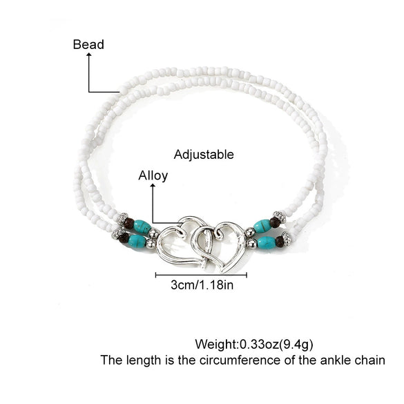 Anklet Alloy Geometric Style For Women With Rice Beads And Pine Stone Inlay