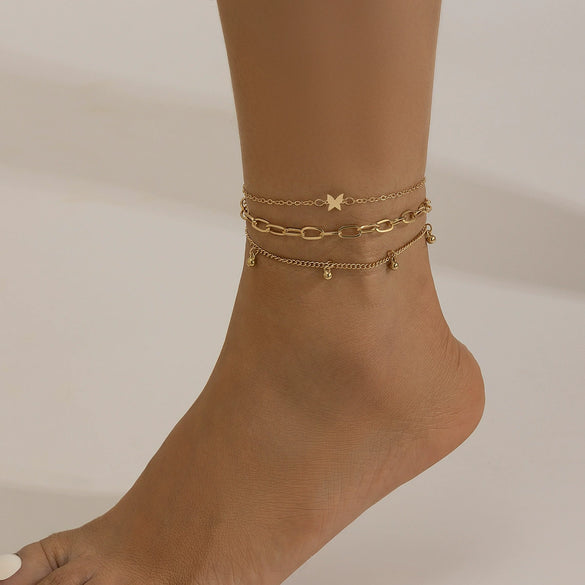 Anklet Alloy Imitation Pearl Star Butterfly Dolphin Animal Zodiac Design For Women