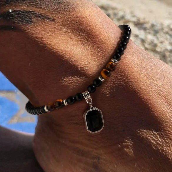 Anklet Glass Glaze Ushape Alloy Inlaid Artificial And Semiprecious Stones Men's Hiphop Simple