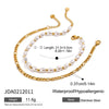 Anklet Glass Pearl Titanium Steel 18K Gold Geometric Style Double Layer