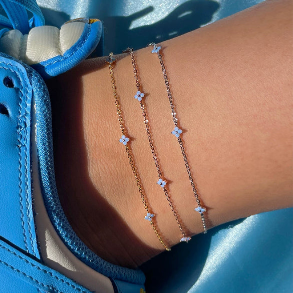 Anklet Gold White K Rose Gold Flower Style For Women