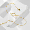 Anklet 925 Sterling Silver Natural Pearl Geometric Style Women's
